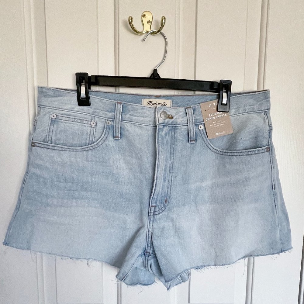 NEW Madewell Relaxed Denim Shorts in Essen Wash 30 NWT Light Wash Mid Rise